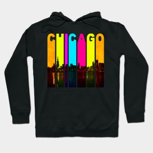 Retro Chicago Illinois Cityscape Skyline Hoodie